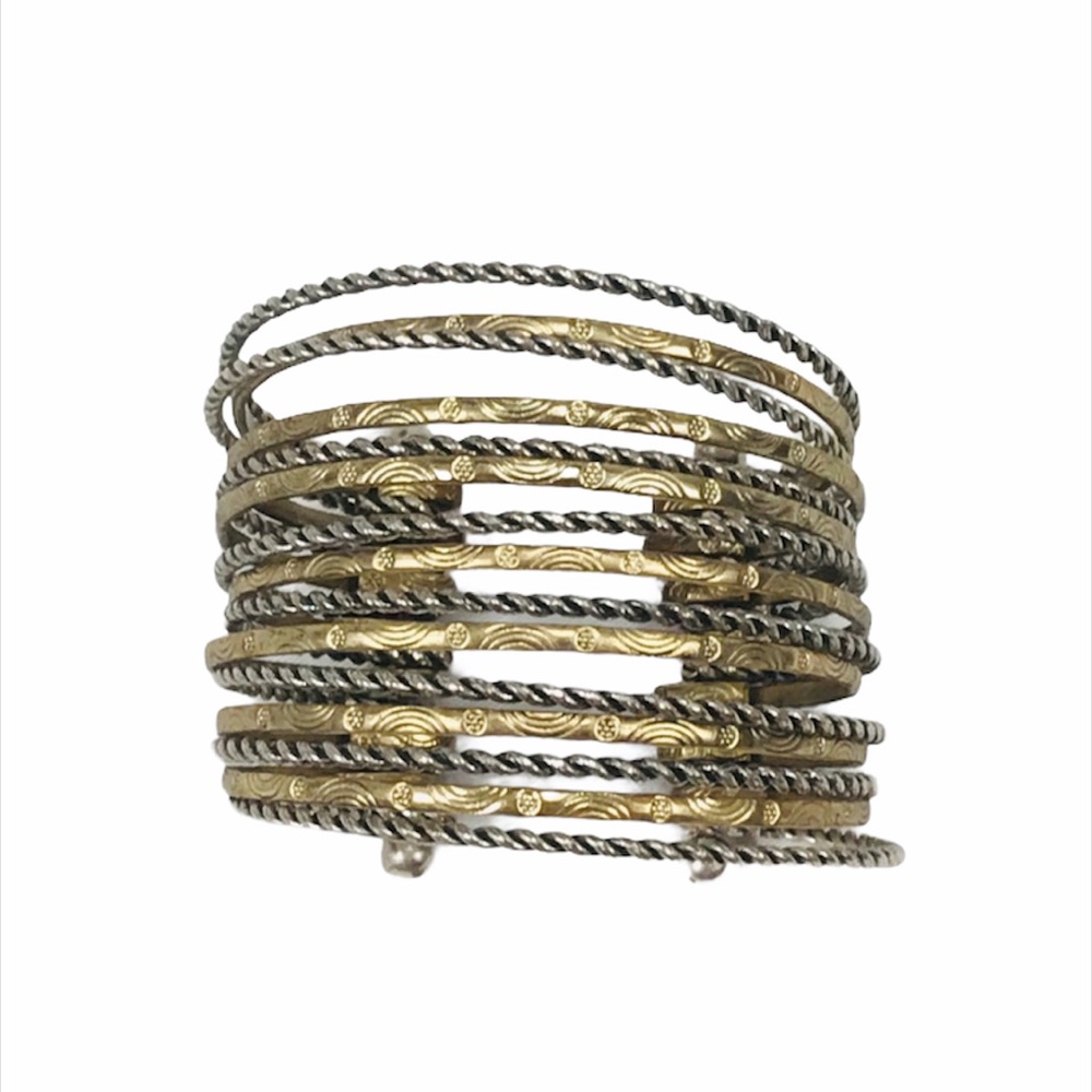 Cuff Bracelet Silver Gold Toned